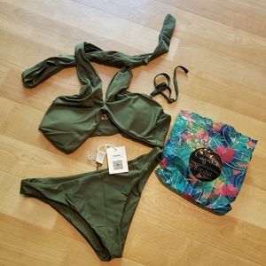 Cupshe bikini green size small nwt